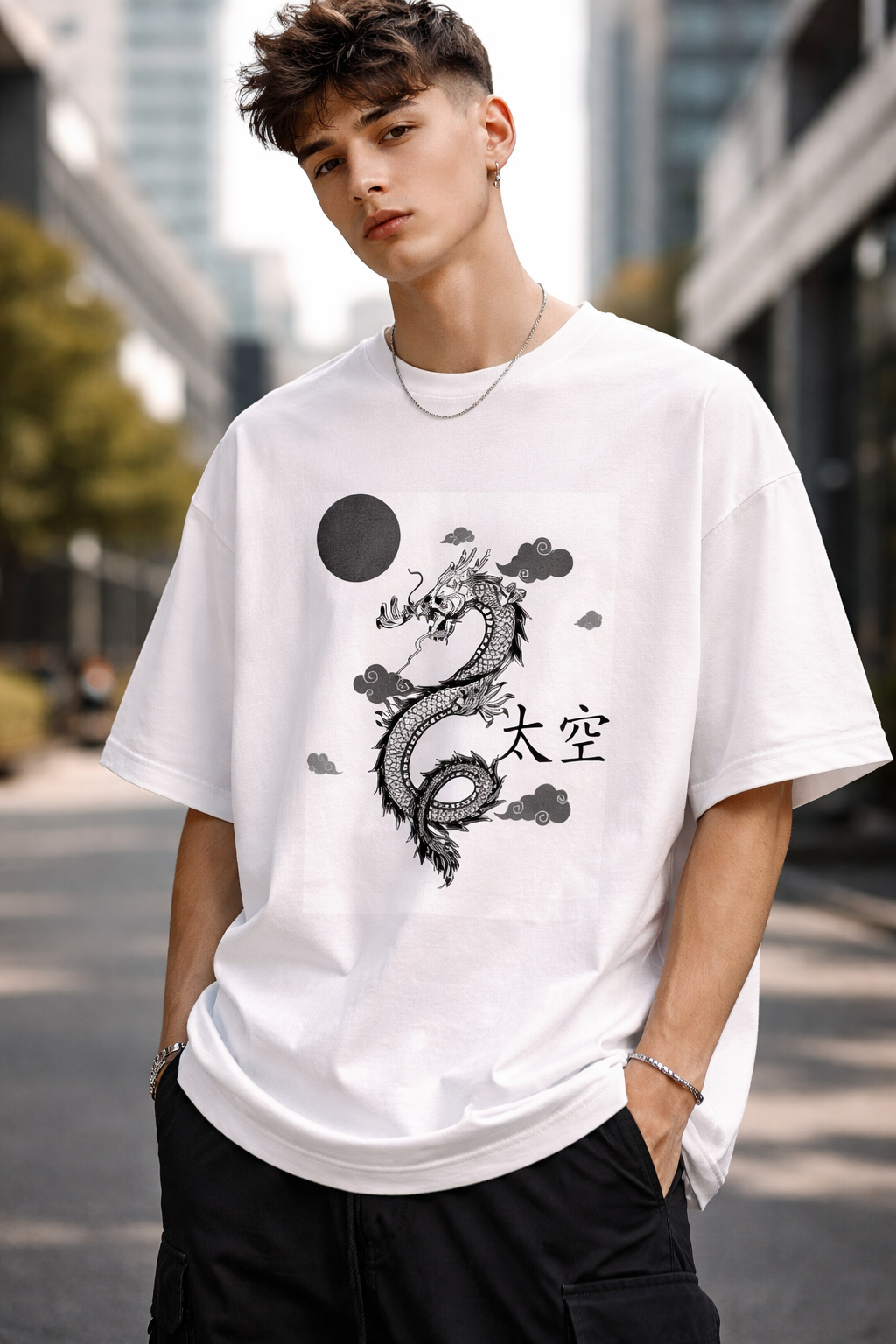 Oversized Streetwear Unisex Graphic T-Shirt – Mythical Dragon | Heavens Harbour